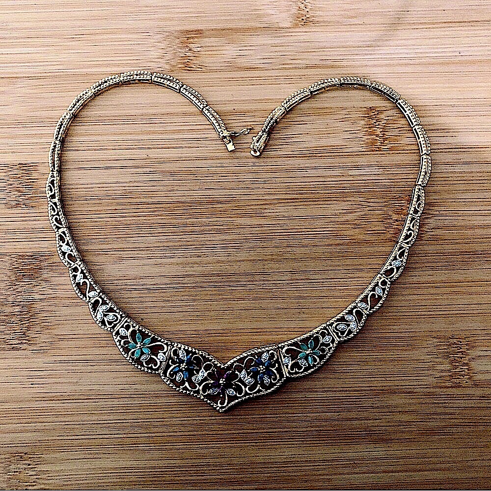 $152 Designer Vermeil Sterling Estate Necklace Designer Mark 925 CHINA - Picture 2 of 9